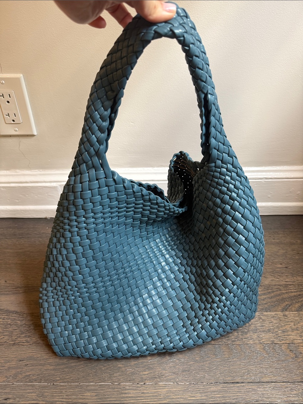 Woven Shoulder Hobo Bag in Blue